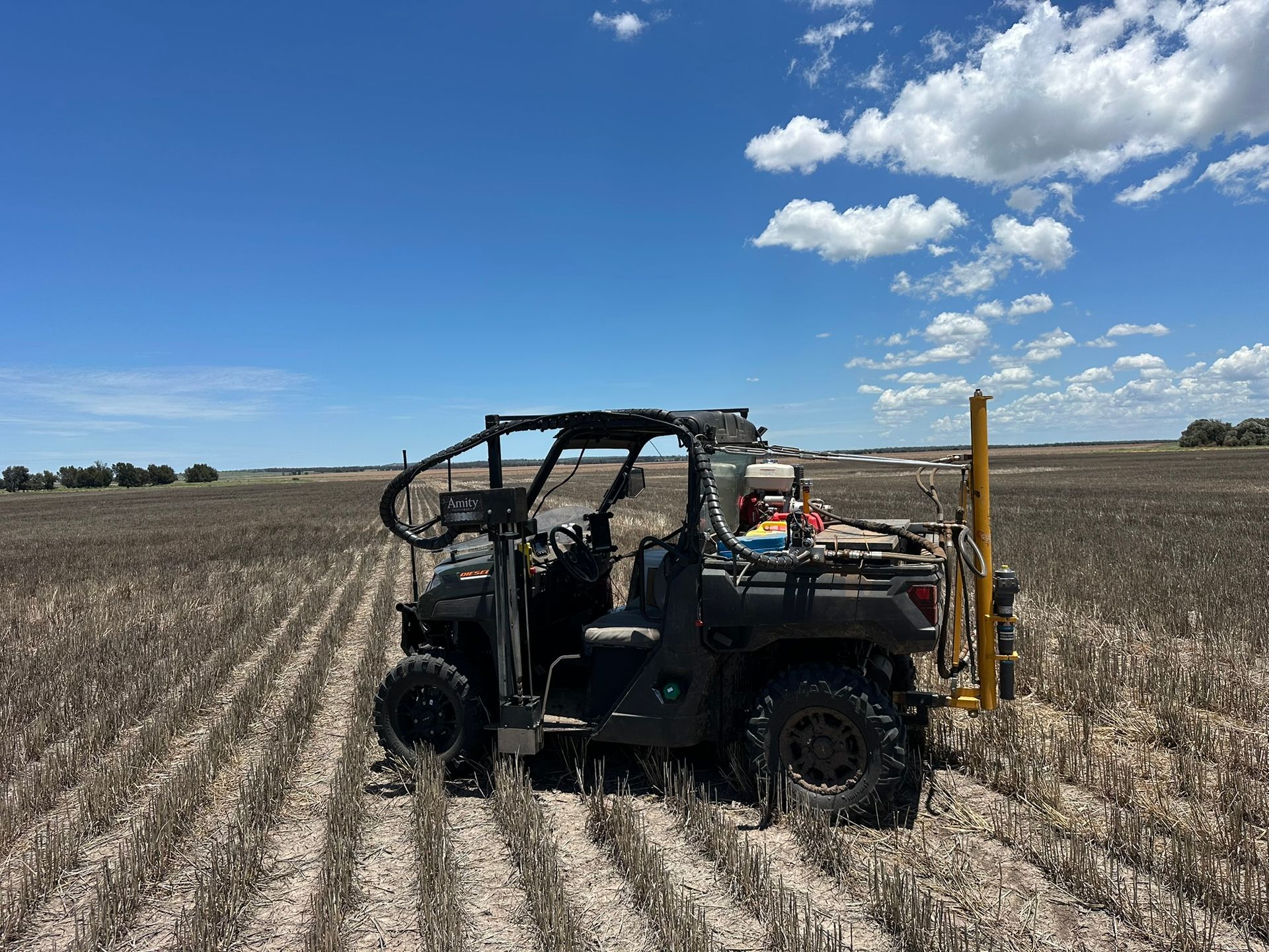 Soil sampling equipment in the field